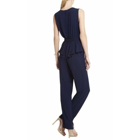 BCBGMAXAZRIA Black Giovanna Peplum Jumpsuit Size Medium 41895 - Picture 2 of 16
